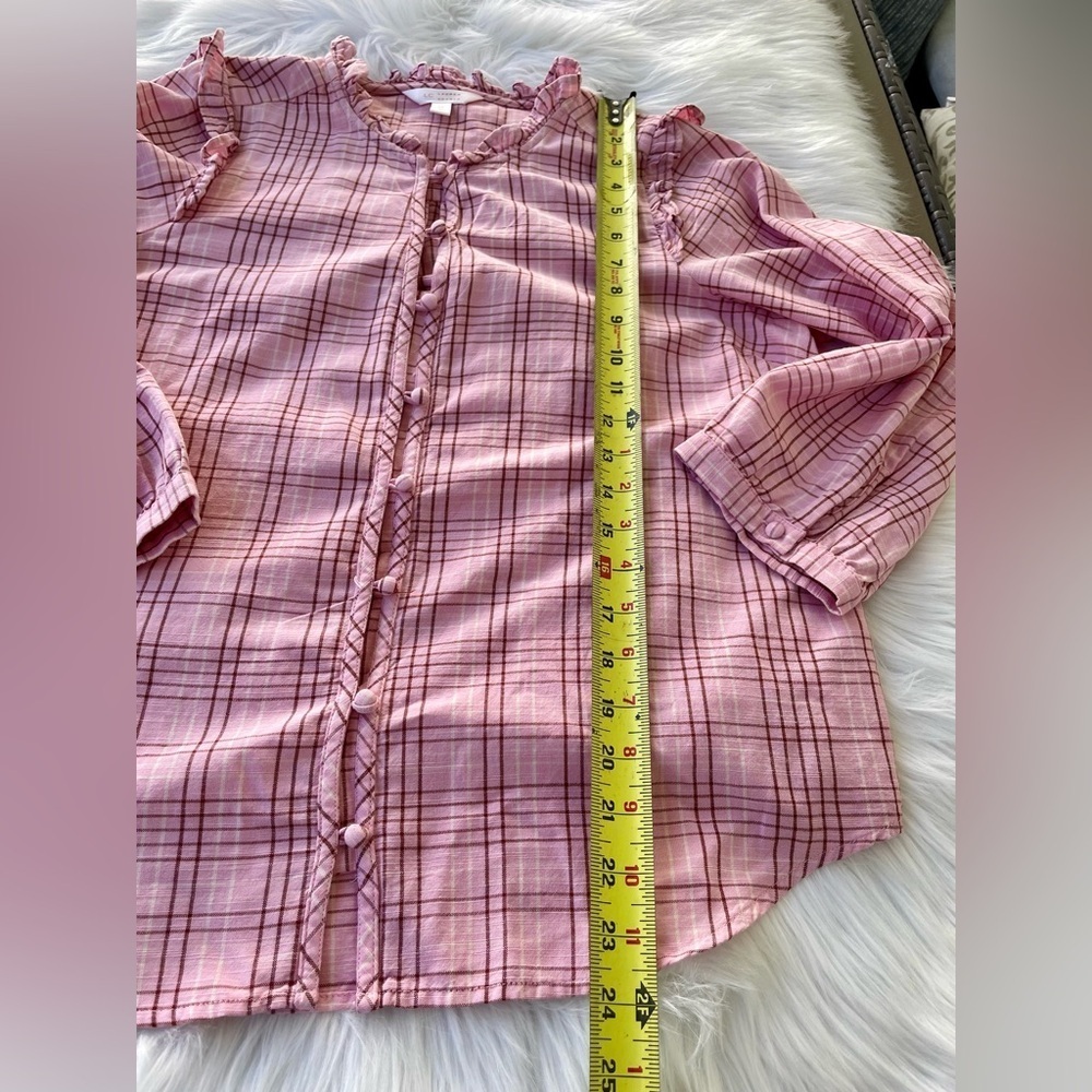 Lauren Conrad - Plaid Button-down Blouse - Size Medium - Picture 7 of 9